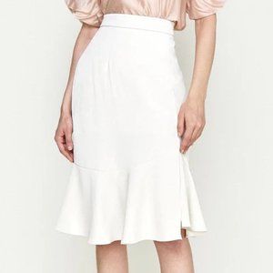J.ING Ivory Frill Hem Midi Skirt - Ivory - Size L